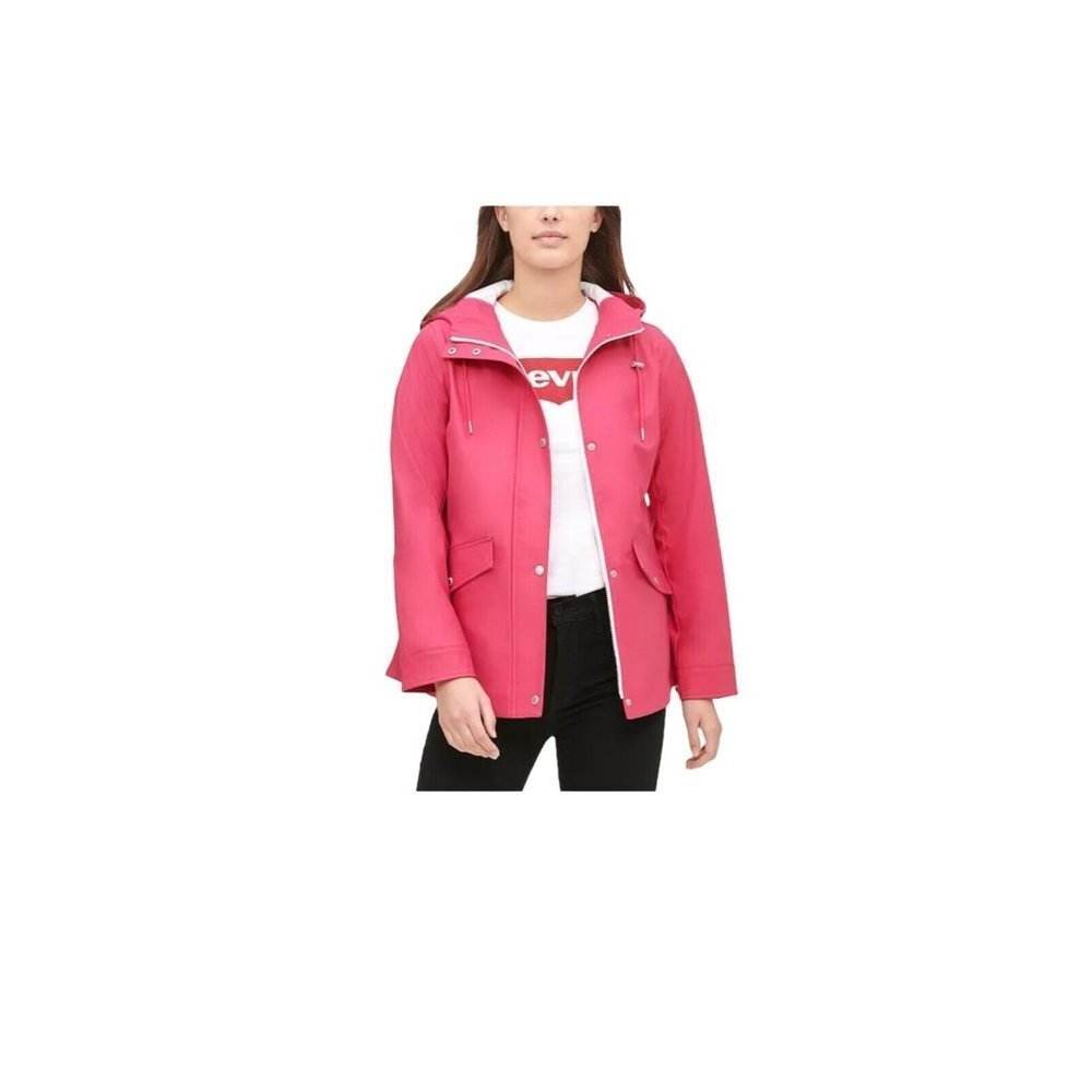 Levi's Women's‎ Mid-Length Swing Hooded Pink Rain Jacket Size L